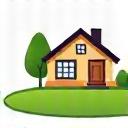 An icon representing a house with a perfect lawn.